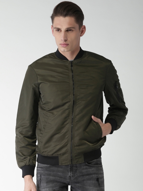 

Celio Men Olive Green Solid Sporty Jacket
