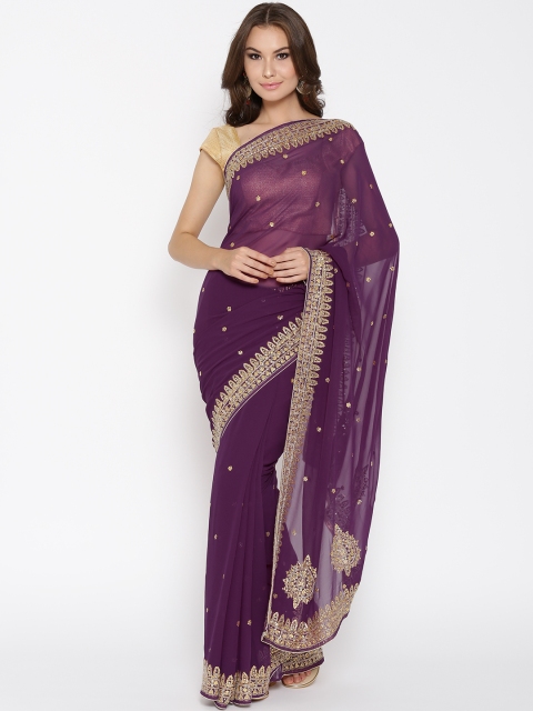 

Chhabra 555 Purple Embellished Saree