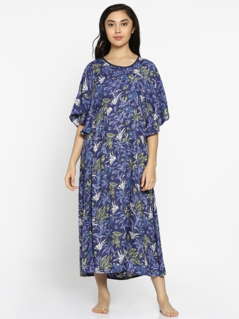 

The Kaftan Company Blue Printed Kaftan Maxi Nightdress LW_VS_SOIREE01