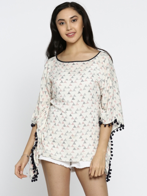 

The Kaftan Company Off-White Printed Cover-Up Dress RW_RY_NAUTICA003