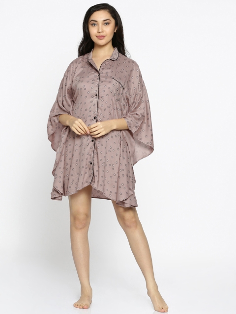 

The Kaftan Company Taupe Printed Kaftan Sleep Shirt LW_VS_SEREIN04