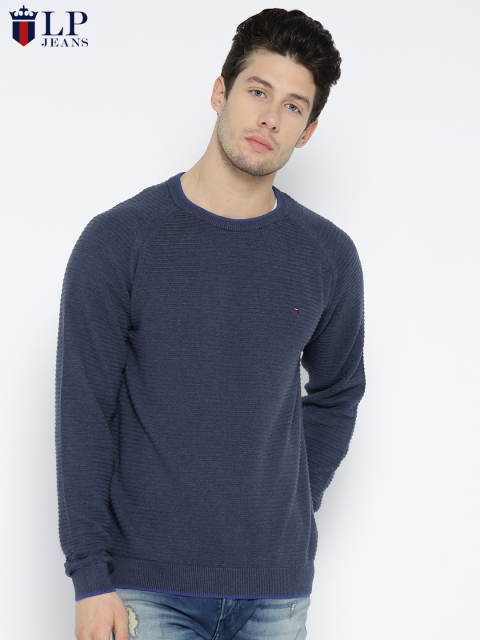 

Louis Philippe Jeans Men Navy Blue Solid Pullover