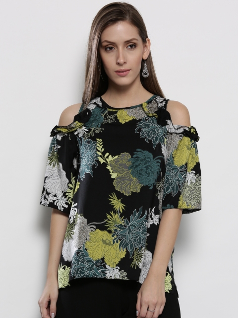 

DOROTHY PERKINS Women Black Floral Print Top