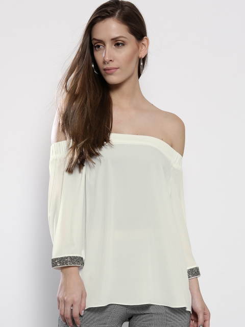 

DOROTHY PERKINS Women White Solid Bardot Top