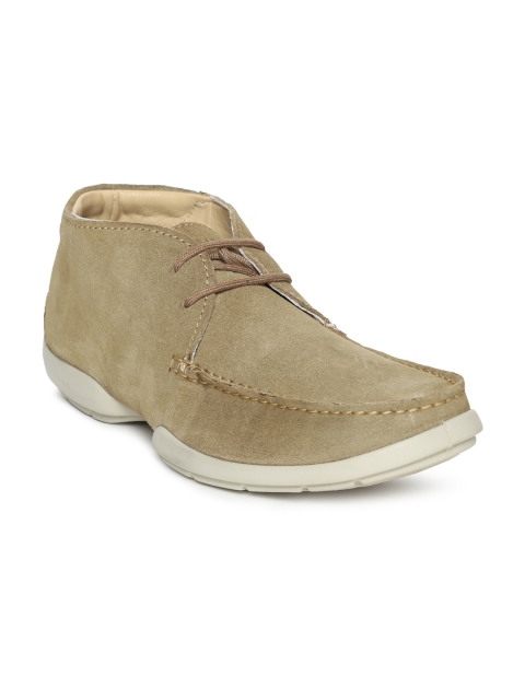 

Woodland Men Khaki Solid Nubuck Mid-Top Derbys