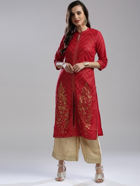 

W Women Red Printed Straight Kurta