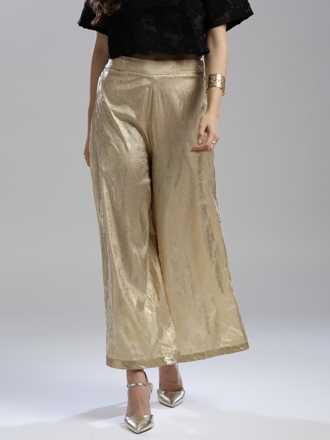 

W Women Beige & Golden Printed Palazzos