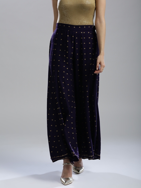 

W Women Purple & Golden Printed Palazzos