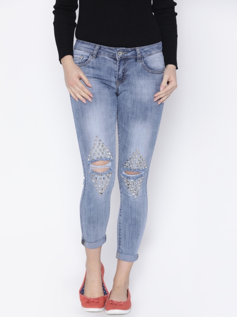 

Deal Jeans Women Blue Skinny Fit Mid-Rise Slashed Knee Stretchable Jeans