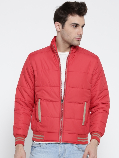 

Foreign Culture Men Red Solid Bomber Jacket