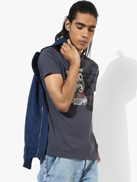 

Pepe Jeans Men Charcoal Grey Printed Round Neck T-shirt