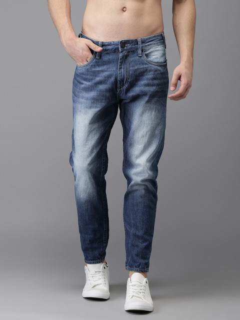 

HERE&NOW Men Blue Slim Fit Cropped Mid-Rise Jeans