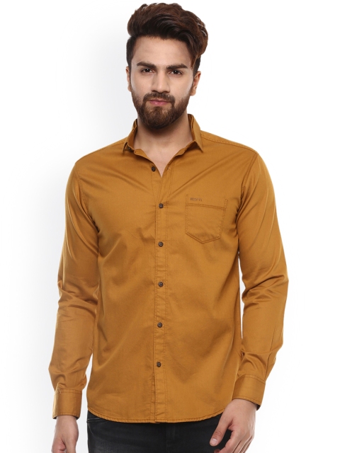 

Mufti Men Khaki Slim Fit Solid Casual Shirt