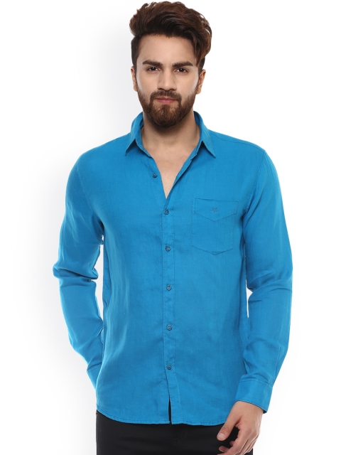 

Mufti Men Turquoise Blue Slim Fit Solid Casual Shirt