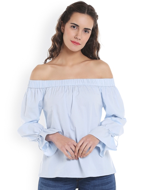 

Vero Moda Women Blue Solid Bardot Top