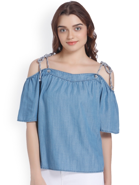 

Vero Moda Women Blue Chambray Solid Top