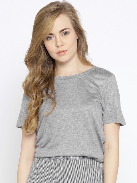 

Vero Moda Women Silver-Toned Solid T-shirt