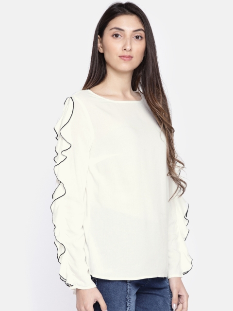 

Vero Moda Women White Ruffled Detail Top