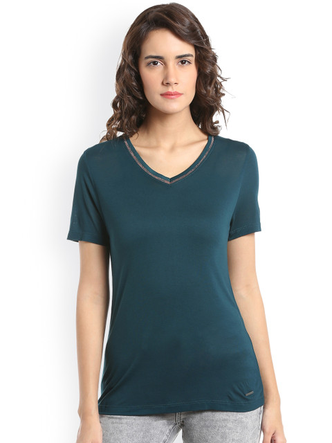 

Vero Moda Women Green Solid T-shirt