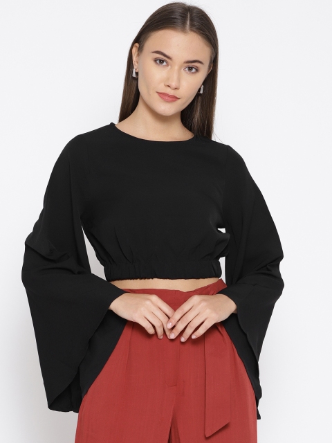 

Vero Moda Women Black Solid Crop Blouson Top