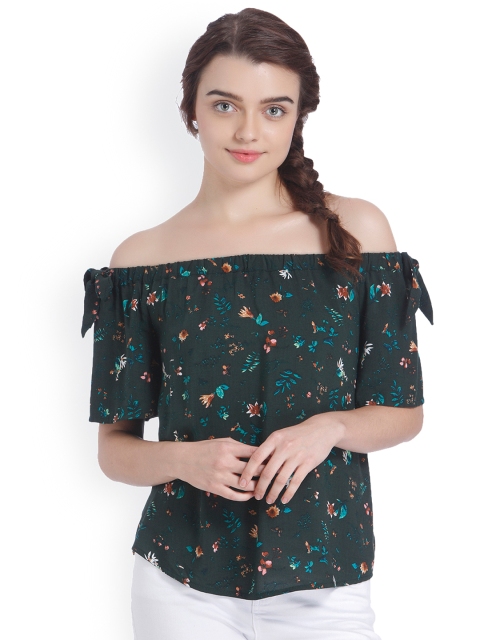 

Vero Moda Women Green Floral Printed Bardot Top