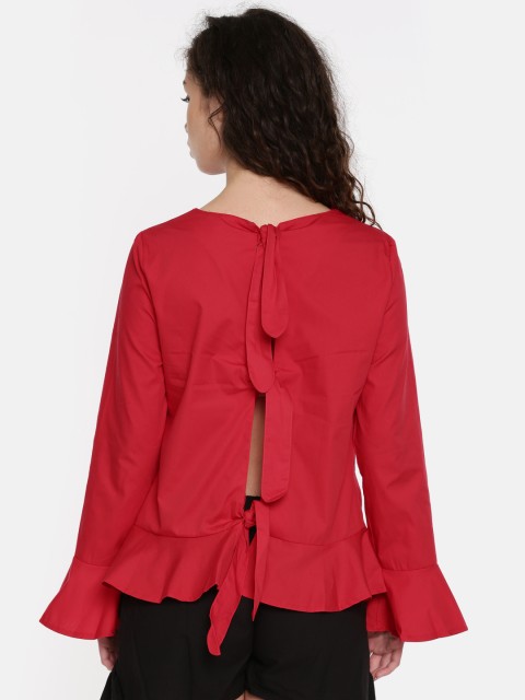 

Vero Moda Women Red Solid Peplum Styled Back Top