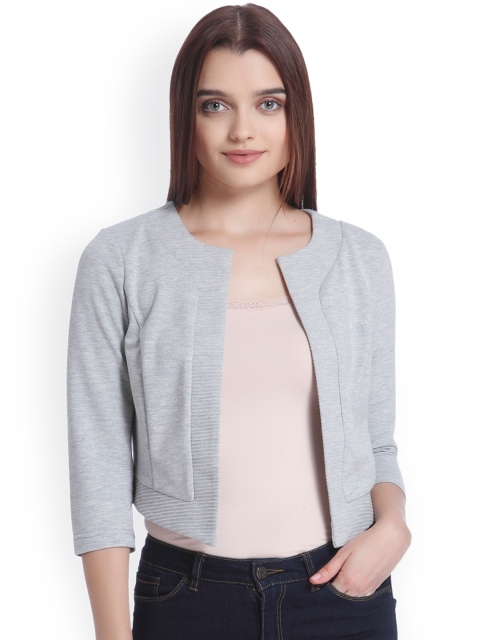 

Vero Moda Grey Melange Solid Open Front Shrug