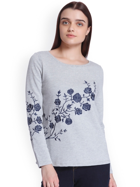 

Vero Moda Women Grey Melange Embroidered Sweatshirt