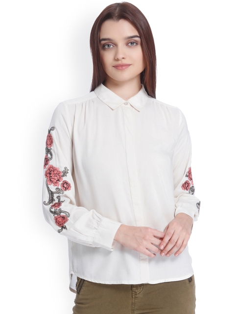 

Vero Moda Women Off-White Solid Shirt