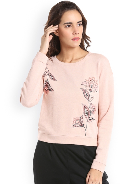 

Vero Moda Women Peach-Coloured Embroidered Sweatshirt