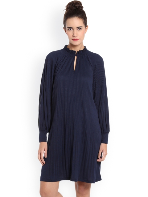

Vero Moda Women Navy Striped A-Line Dress, Navy blue