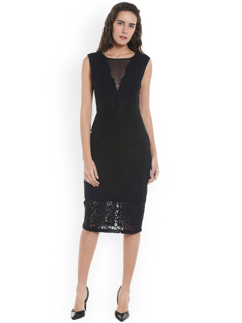 

Vero Moda Women Black Self-Design Sheath Dress