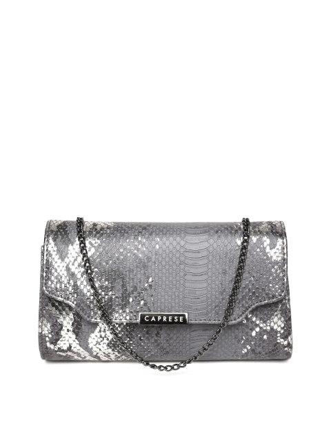 

Caprese Grey Snakeskin-Textured Clutch with Chain Strap