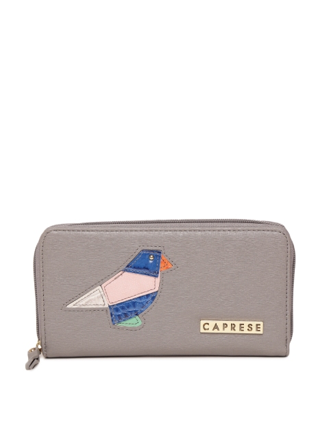 

Caprese Women Grey Solid Zip-Around Wallet