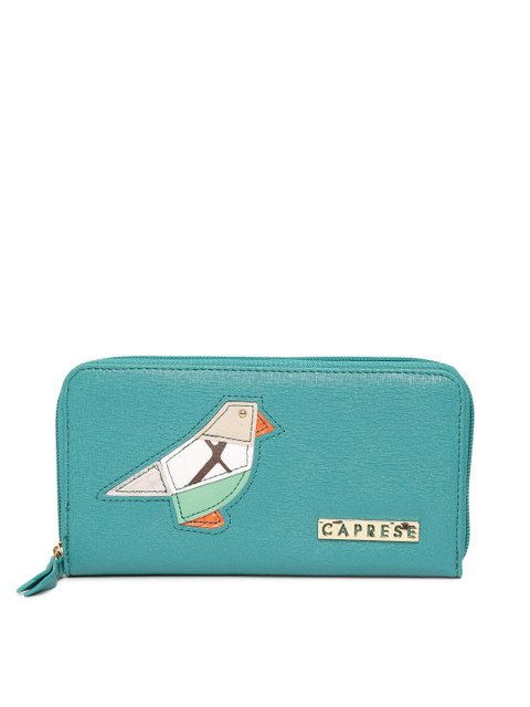 

Caprese Women Green Solid Zip-Around Wallet