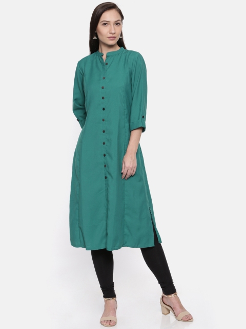 

Shree Women Teal Green Solid A-Line Kurta