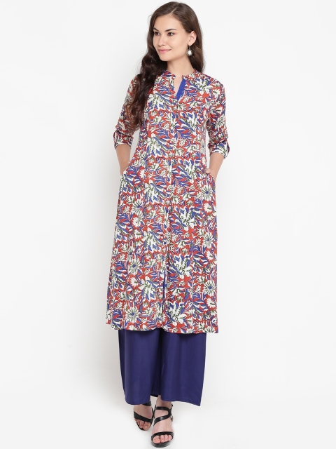 

Shree Women Rust Brown & Off-White Printed A-Line Kurta