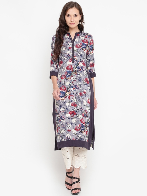 

Shree Women Grey Printed Straight Kurta