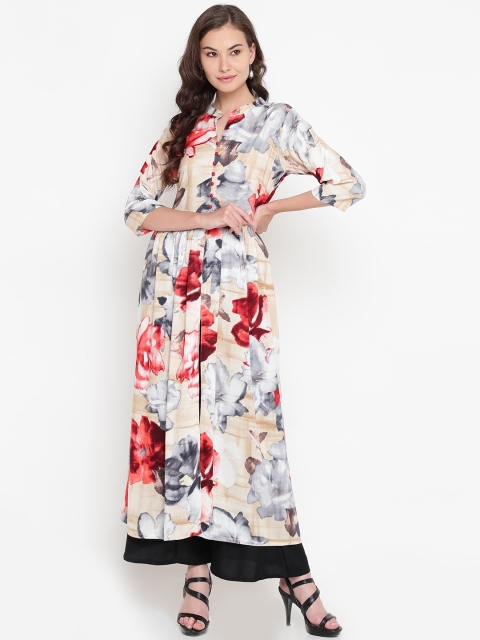 

Shree Women Off-White & Red Printed A-Line Kurta