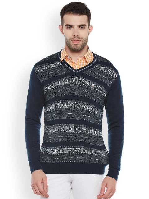 

Duke Men Blue Solid Pullover