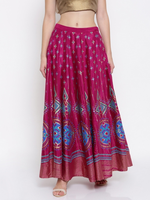 

Global Desi Magenta Ethnic Printed Maxi Skirt