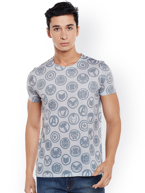 

Marvel by Wear Your Mind Men Grey Printed Round Neck T-shirt