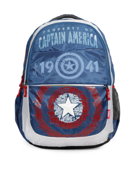 

Skybags Unisex Blue Graphic MARVEL PLUS CAP-AM Backpack