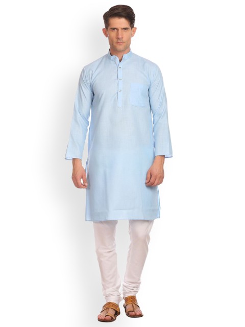 

Wintage Men Blue & White Solid Kurta with Pyjamas