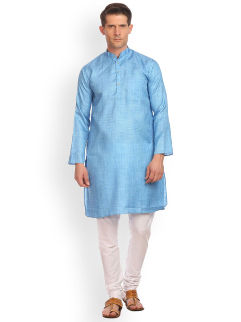 

Wintage Men Blue & White Solid Kurta with Pyjamas