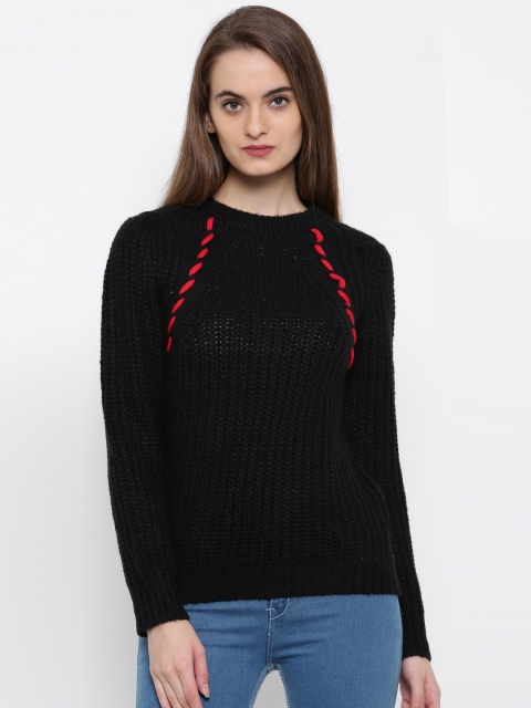 

Global Desi Women Black Solid Pullover