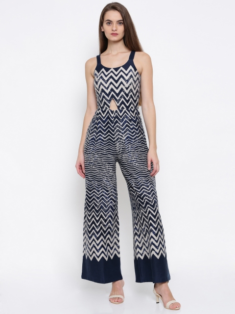 

Global Desi Navy Printed Jumpsuit, Navy blue