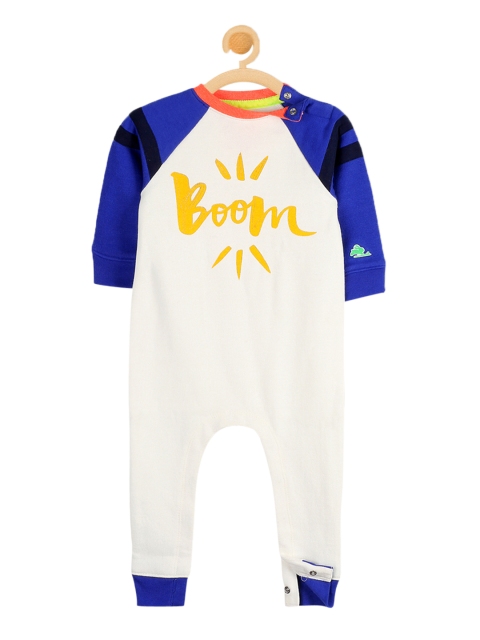 

Cherry Crumble Kids Unisex White & Blue Printed Bodysuit