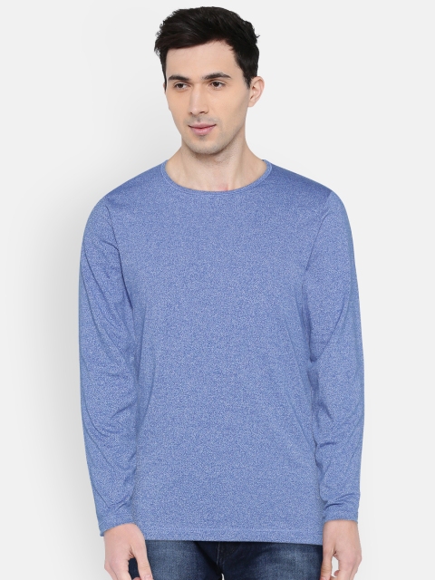 

Foreign Culture Men Blue Solid Round Neck T-shirt