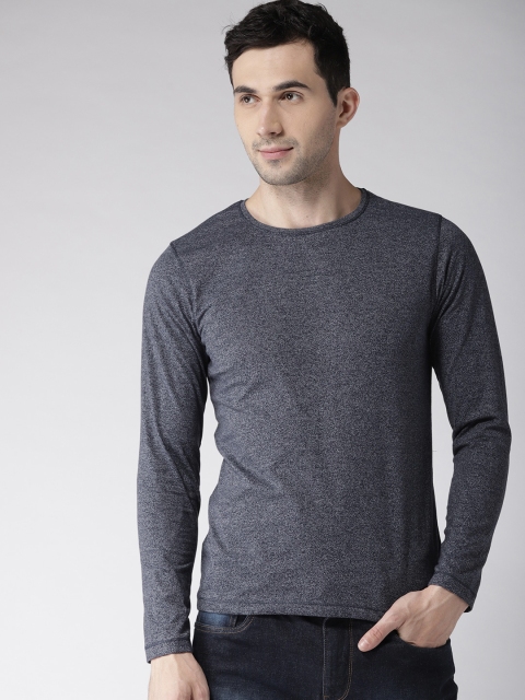 

Foreign Culture Men Navy Solid Round Neck T-shirt, Navy blue
